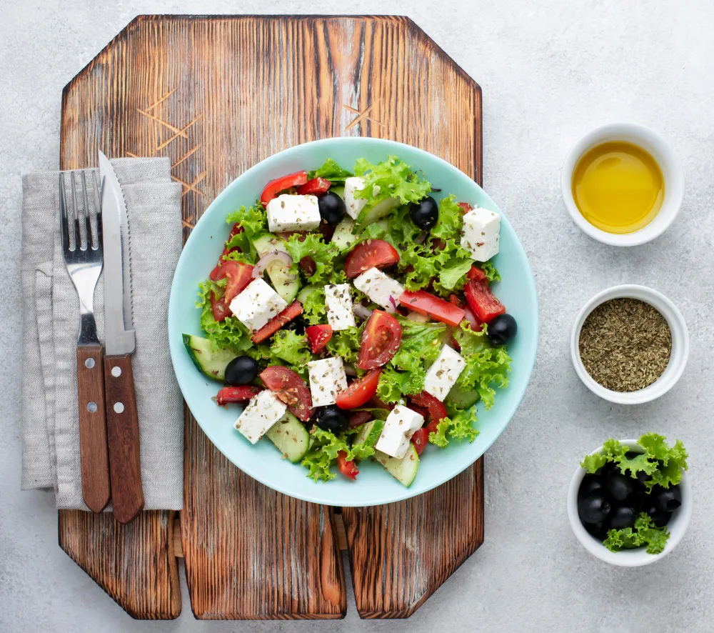 Greek Salad with Feta Cheese and Olives - feta cheese salad
