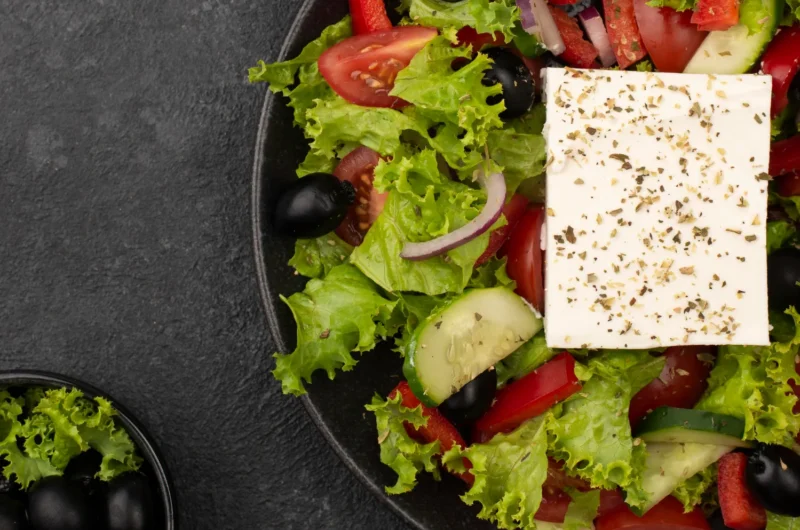 Greek Salad with Feta Cheese and Olives