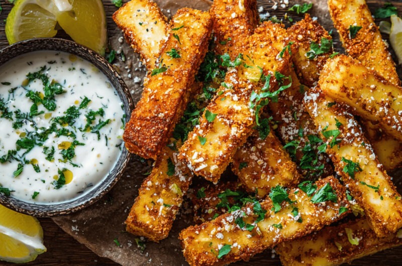 Crispy Halloumi Fries with Hot Honey Drizzle: Easy Appetizer Recipe