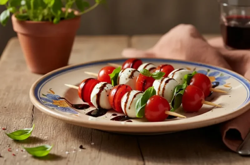 Easy Mini Caprese Skewers with Balsamic Glaze: Perfect Party Appetizer